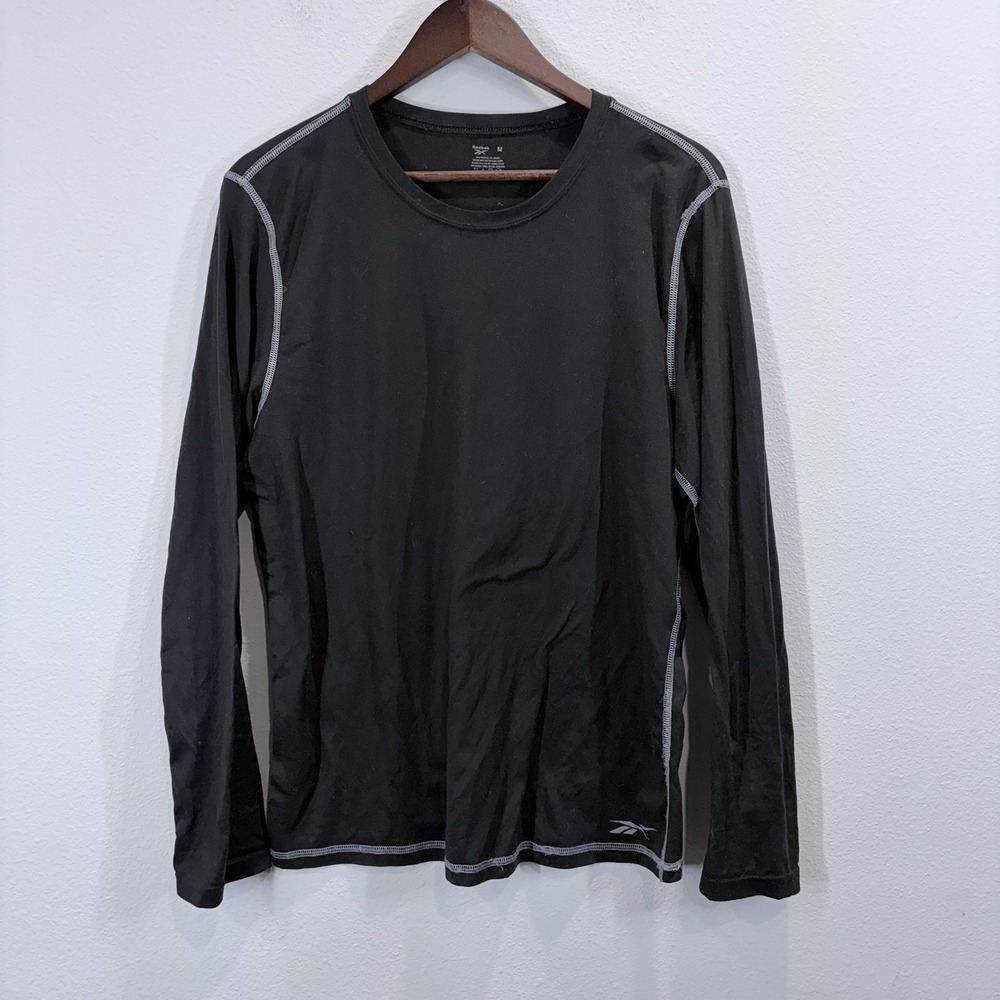 Reebok Men's Black Long Sleeve Crew Neck Lightweight Polyester T-Shirt Size M